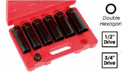 7 PC 3/4"SQ. DRIVE IN-HEX. IMPACT SOCKET SET