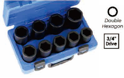 9 PC 3/4 SQ. DRIVE IN-HEX. IMPACT SOCKET SET