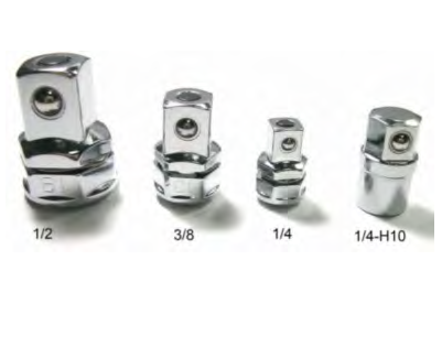 PUSH -BUTTON ADAPTER SET 1/4~1/2 ADAPTERS TO GEAR WRENCH