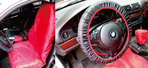 3PCS CAR TRUCK FRONT SEAT COVERS & STEERING WHEEL COVER