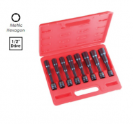 8PC 1/2" SQ. DRIVE, EXTRA LONG IMPACT SOCKET WITH DEEP ROUND HOLE SET